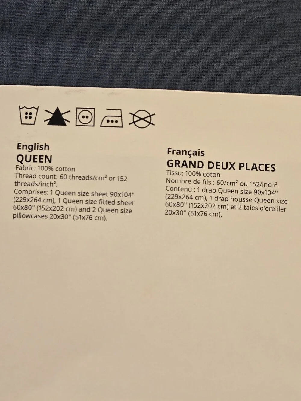 IKEA Solid Slate Blue Queen Sheet Set